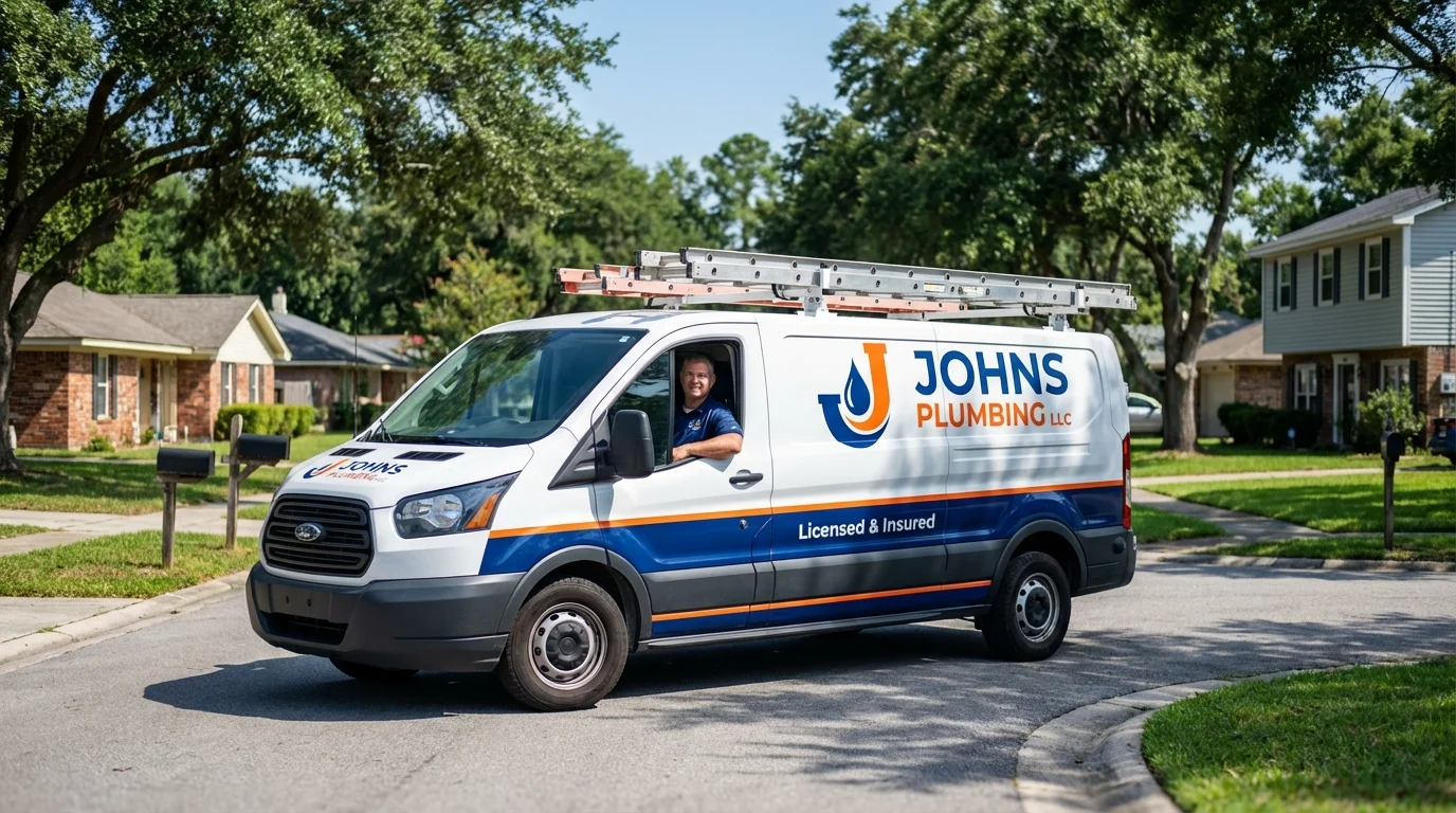 Johns Plumbing LLC service van in State Line, PA