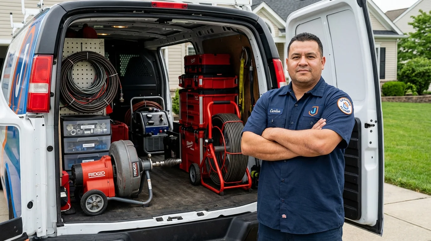 Professional drain cleaning equipment and Johns Plumbing LLC plumber in State Line