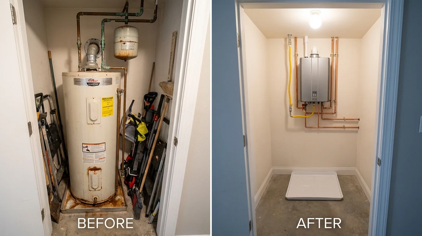 Tank water heater versus wall-mounted tankless unit comparison for State Line, PA homeowners