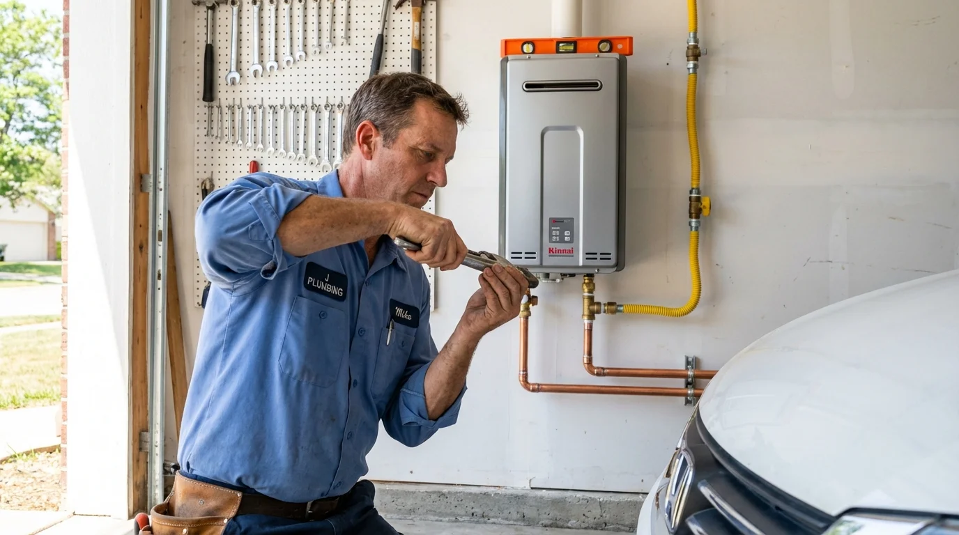 Tankless water heater installation by a Johns Plumbing LLC plumber in State Line